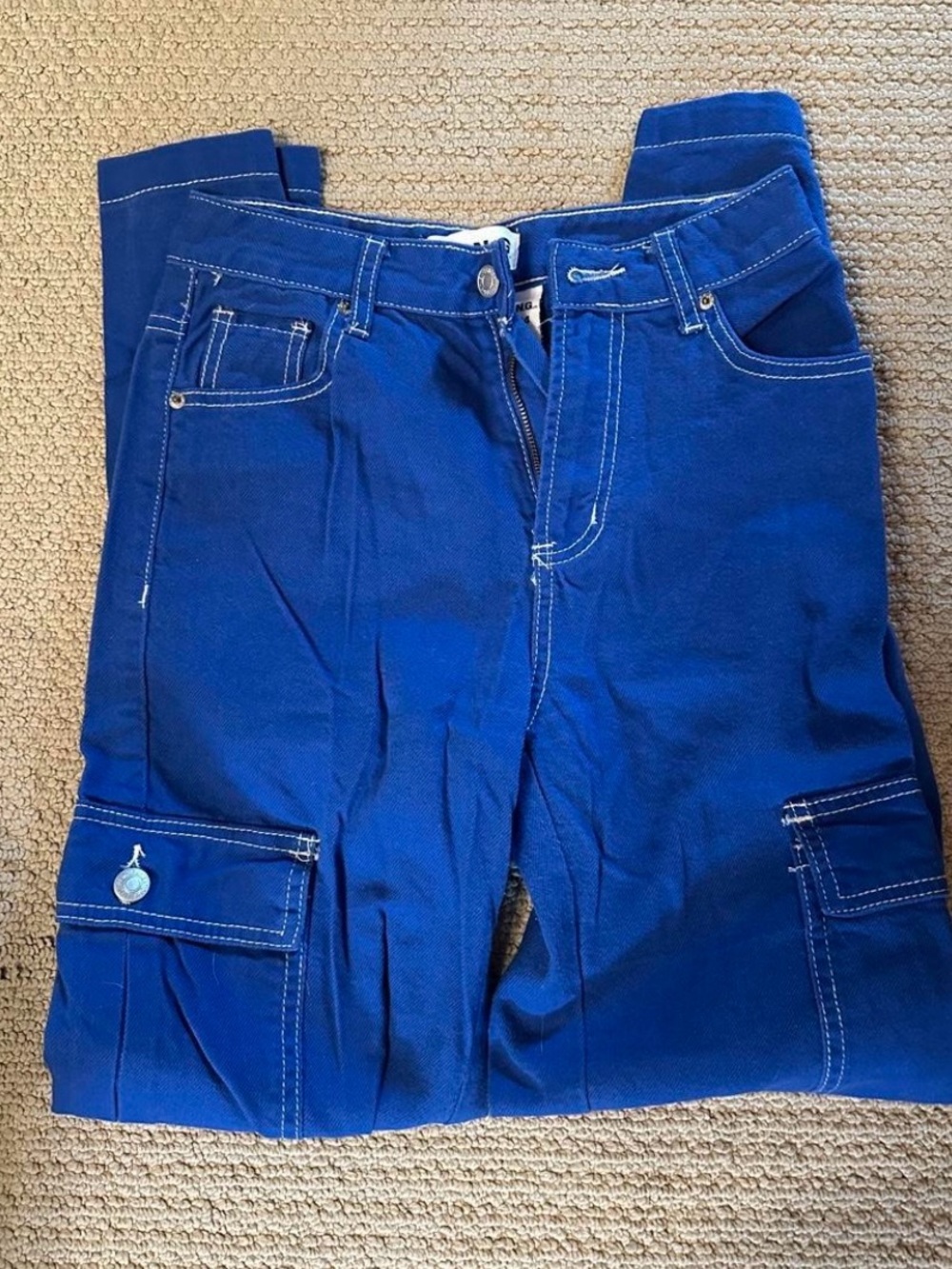 Men's Blue Cargo Jeans - Casual Utility Style